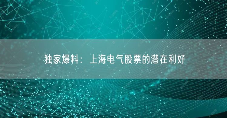独家爆料：上海电气股票的潜在利好
